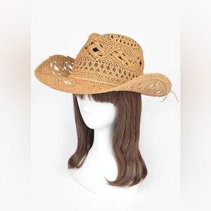 Western Cowboy Fedora  Wide Brim Straw Floppy Hat